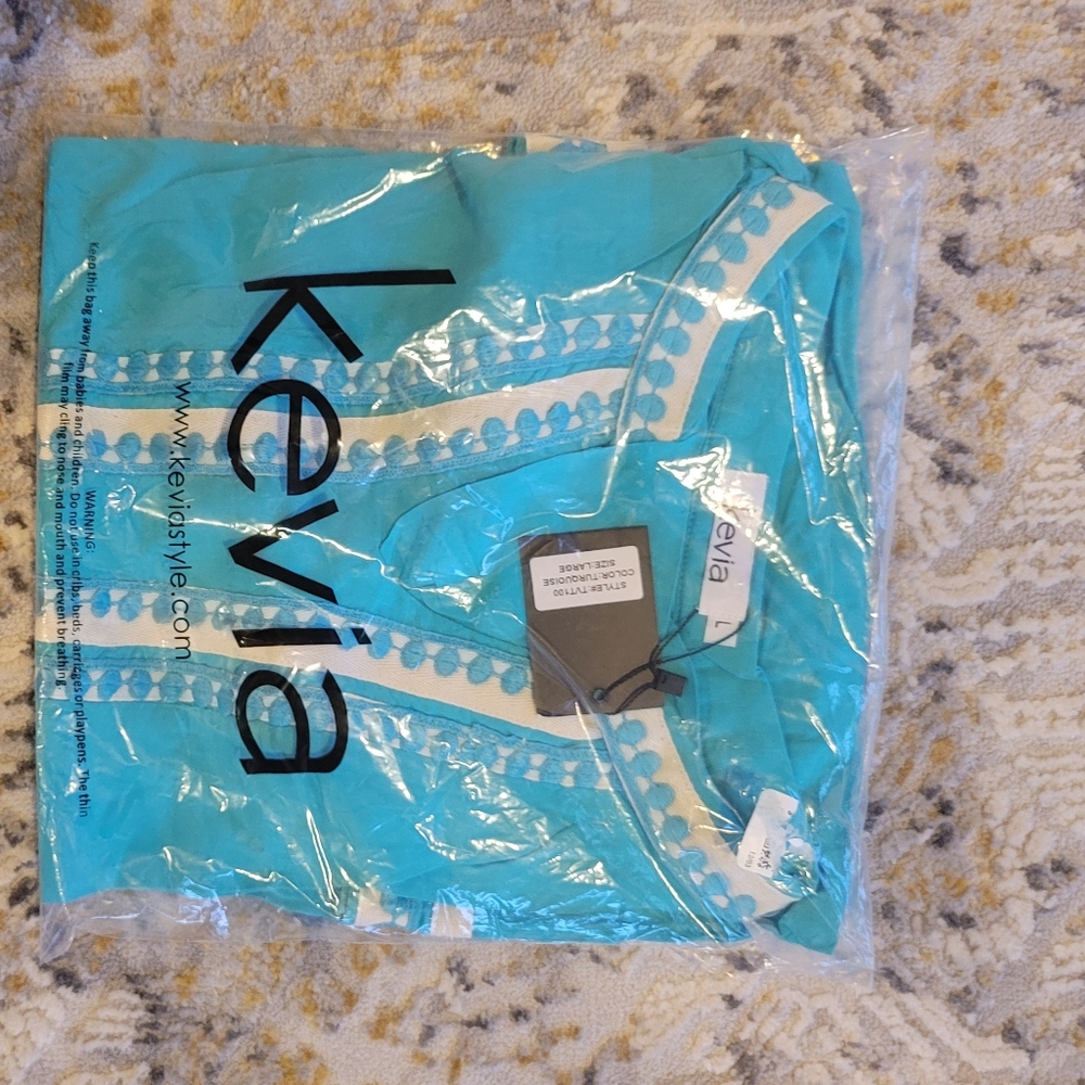 New Turquoise KEVIA tunic top L